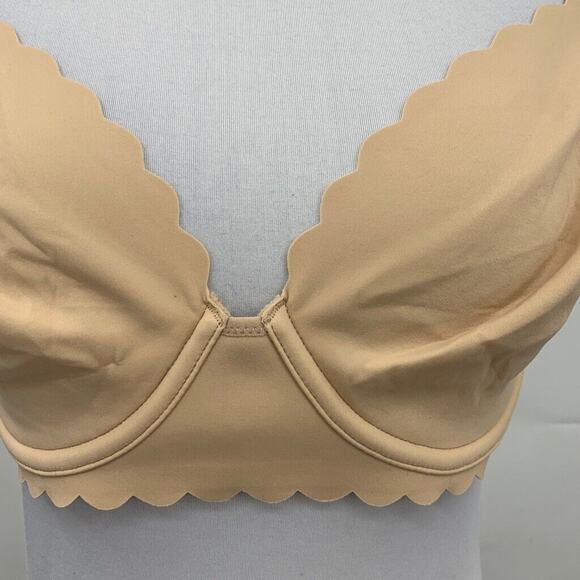 Aerie Bra Womens 34D Sand Real Me Full Coverage Unlined Scalloped Trim Underwire - Picture 4 of 16